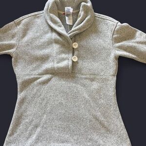 The North Face Gray Shawl-Collar Pullover with Button Placket
